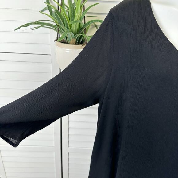 Niche Nilgun Derman XL Black Tissue Crepe Gauze‎ Layered Tunic Top Lagenlook - Picture 3 of 9